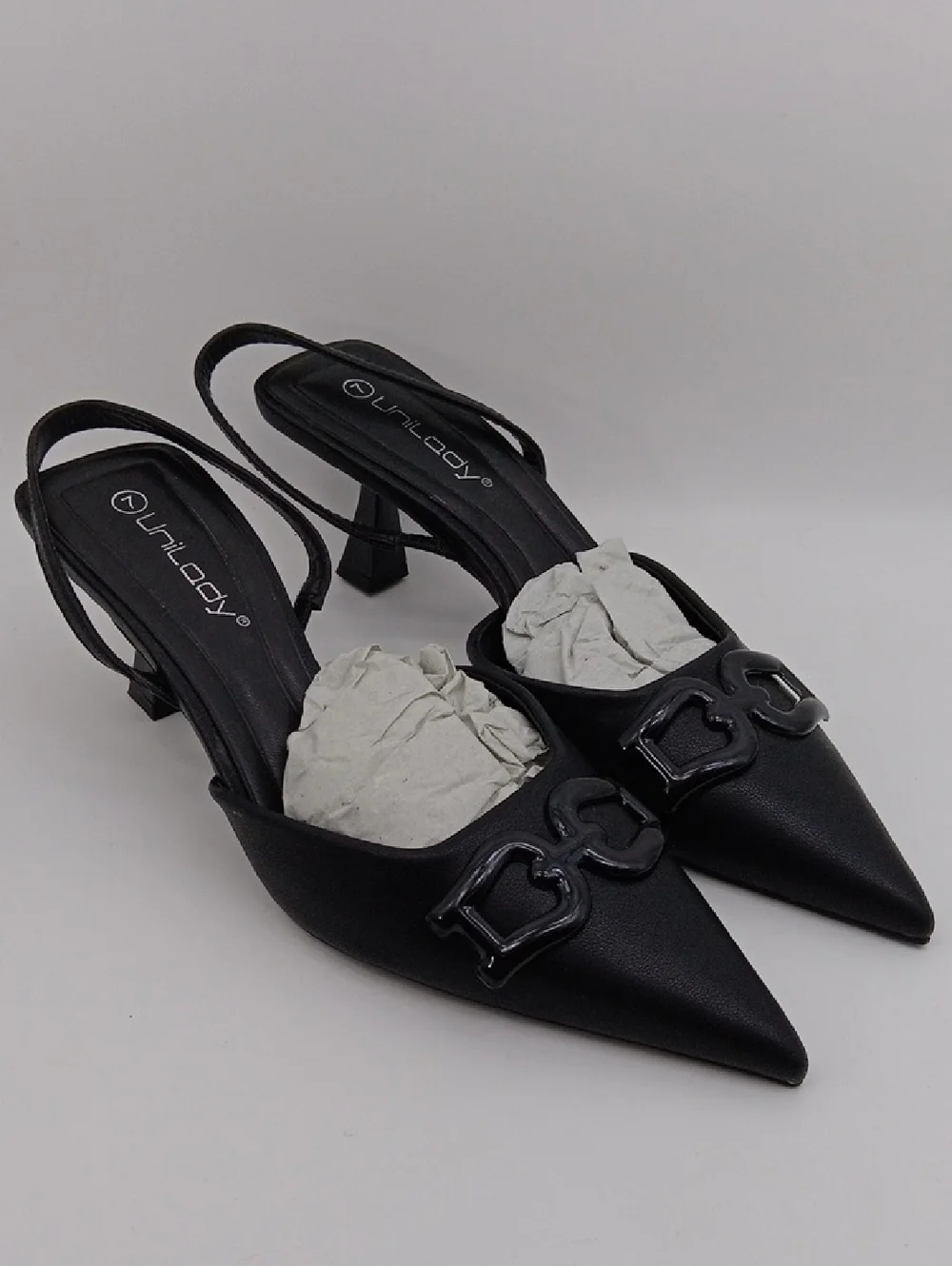WOMEN'S BLACK POINTED SLING BACK HEELS SIZE 7